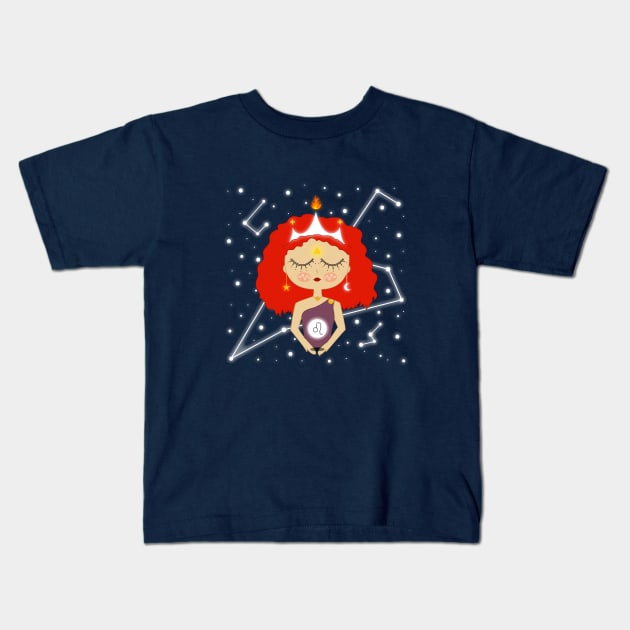 Leo Zodiac girl Kids T-Shirt by AndyDesigns